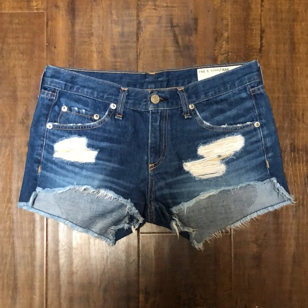 Rag & Bone Distressed Cut Off Freeport Shorts - Picture 4 of 6
